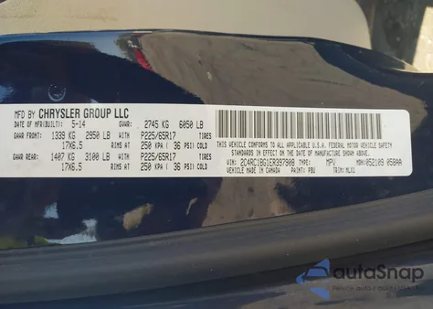 2014 Chrysler Town & Country Touring z USA, uszkodzony, nr VIN 2C4RC1BG1ER397908